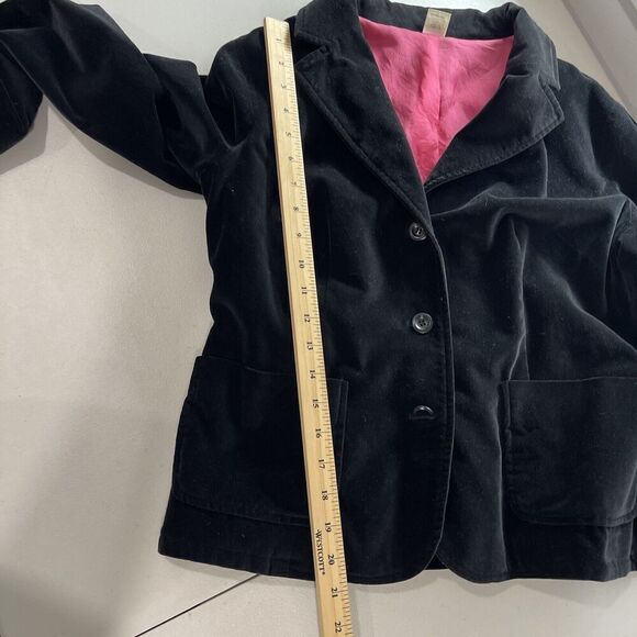 Garnet Hill Velvet Blazer Black Size 8 Stretch Holiday Event 3 Button Pockets - Picture 12 of 15